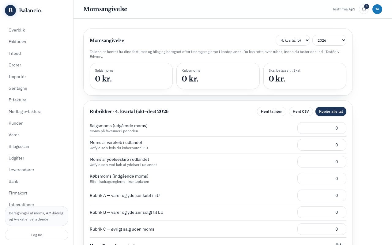 Skærmbillede: Momsangivelse