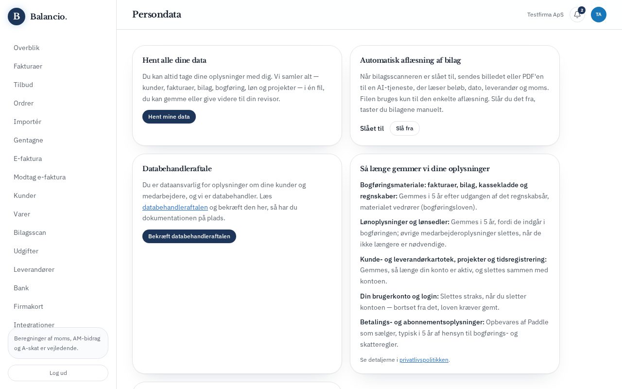 Skærmbillede: Persondata og GDPR