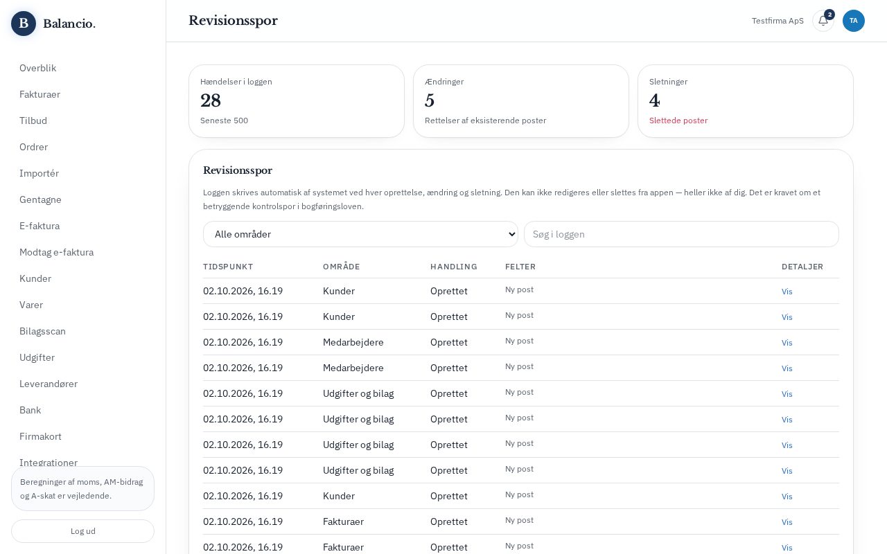 Skærmbillede: Revisionsspor